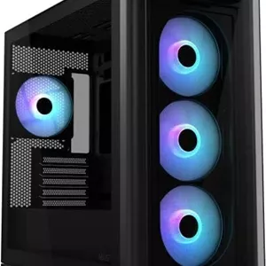 کیس کامپیوتر ASUS A23 Plus Mid-Tower - مشکی با شیشه حرارت دیده و فن های ARGB، سازگار با ATX/Micro-ATX/Mini-ITX
