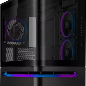 کیس کامپیوتر ASUS Prime AP202 ARGB (مشکی) - کیس mATX (شیشه خمیده حرارت دیده، پشتیبانی از کارت گرافیک تا 420mm، رادیاتورهای 360mm، 3 فن ARGB داخلی)