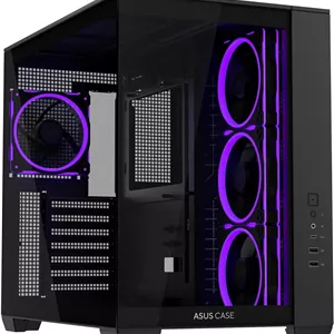کیس مید تاور ATX ایسوس A32 PLUS TG ARGB مشکی – شیشه حرارت دیده، دارای 4 فن ARGB از پیش نصب شده، پشتیبانی از رادیاتور 360 میلی‌متری، USB 3.2 Gen 2 Type-C، کارت گرافیک 420 میلی‌متری – 90DC00S0-B19000
