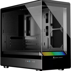کیس کامپیوتر گیمینگ Micro ATX جنگل لئوپارد MS-01 – شیشه حرارت دیده، پشتیبانی از خنک کننده مایع، فیلترهای گرد و غبار مغناطیسی (مشکی)