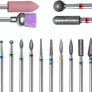 مجموعه مته های مانیکور MAKINGTEC، ۱۴ عددی، مجموعه ابزار حرفه ای پرداخت چرخشی الماسه، ابزار مانیکور و پدیکور برای ناخن های ژلی و اکریلیک
