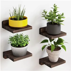 شلف دیواری کوچک شناور، ست 4 عددی 12.5x12.5 سانتی‌متری، شلف دیواری کوچک چوبی روستیک برای دکور اتاق خواب، اتاق نشیمن، آشپزخانه، حمام (مشکی کربنی تیره)