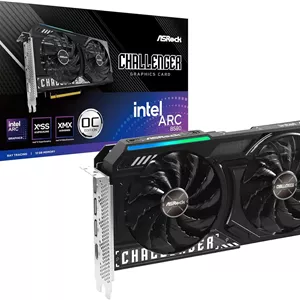 کارت گرافیک دو فن ASRock Intel ARC B580 Challenger با ۱۲ گیگابایت حافظه GDDR6، ۱۹ گیگابیت بر ثانیه، ۱۹۲ بیت، ۲۷۴۰ مگاهرتز، ۶۵۰ وات و رزولوشن ۷۶۸۰x۴۳۲۰