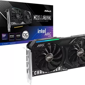 کارت گرافیک ASRock Intel Arc B570 Challenger 10GB OC 2600 مگاهرتز 19 گیگابیت بر ثانیه GDDR6 160 بیت 7680 x 4320 600W خنک کننده دوگانه فن 0dB