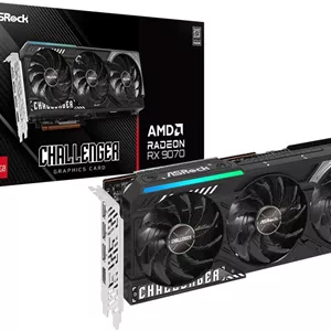 کارت گرافیک ASRock AMD Radeon RX 9070 Challenger با 16 گیگابایت حافظه - 16 گیگابایت GDDR6، 256 بیتی، 1 پورت HDMI، 3 پورت DisplayPort