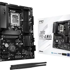 مادربرد ASRock Z890 Pro-A WiFi 7، مناسب پردازنده Intel Core Ultra LGA1851، دارای RL-ILM، پشتیبانی از DDR5 8666 مگاهرتز، ظرفیت 256 گیگابایت، فرم فاکتور ATX و PCIe 5.0