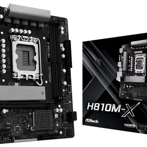 مادربرد ASRock H810M-X Intel Core Ultra (سری 2) LGA1851 DDR5 تا 6400MHz M.2 Key E برای WiFi 128GB SATA3 6.0 Gb/s Micro ATX PCIe 4.0 H810 2.5G LAN USB3.2