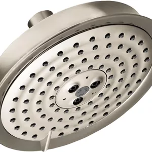 سردوش حمام هانسگروهه ریندنس کلاسیک 6 اینچی با نصب آسان، دارای 3 حالت پاشش کلاسیک RainAir، BalanceAir، Whirl Air Infusion با Airpower و QuickClean، رنگ نیکل برس خورده، 28471821