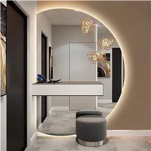 آینه حمام ضد بخار، آینه دیواری LED با قابلیت تنظیم نور و سه رنگ نور با کلید لمسی - آینه آرایش هوشمند مدرن برای دکور (برش سمت چپ 80x120 سانتی متر)