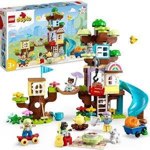 خانه درختی لگو DUPLO 10993 مدل 3 در 1، اسباب بازی ساختنی برای کودکان نوپا 3 سال به بالا، دختران و پسران با 4 فیگور خانوادگی، حیوانات، آجرها و سرسره، فعالیت های آموزشی