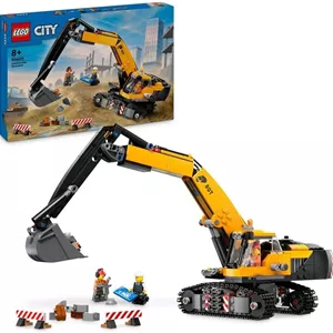 اسباب بازی بیل مکانیکی ساختمانی زرد رنگ LEGO City برای پسران، دختران و کودکان 8 سال به بالا، مجموعه وسایل نقلیه با مینی فیگورهای راننده، کارگر و معمار برای بازی سرگرم کننده، ایده هدیه تولد 60420