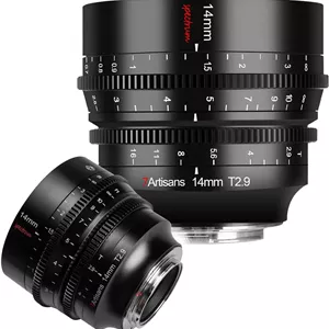 لنز سینمایی 14mm T2.9 هفت آرتیسان، لنز پرایم فول فریم برای دوربین‌های بدون آینه، زاویه دید باز 114 درجه، چرخش فوکوس 270 درجه برای مانت Sony E، مناسب برای Sony A7, A7R, A7S, A7II, A7RII, A7S II, A9, A7RlII, A7lII, A7RIV, A9 II