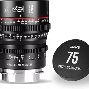 لنز سینمایی 75mm T2.1 سوپر 35 با فوکوس دستی MEKE برای دوربین های سینمایی PL-Mount سازگار با C700 PL، ARRI Amira، Alexa Mini و غیره