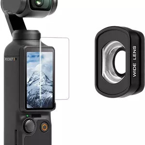 لنز واید سازگار با DJI Osmo Pocket 3، اتصال مغناطیسی/پوشش چند لایه/شیشه اپتیکال (لنز واید را وصل کنید تا میدان دید (FOV) را تا 112 درجه افزایش دهید و در هر فریم بیشتر ثبت کنید)