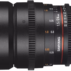 لنز ویدیویی 24 میلی‌متری Samyang T1.5 Vdslr Ii با فوکوس دستی برای دوربین‌های میکرو چهار سوم