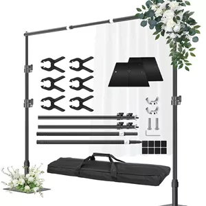 پایه پس زمینه سنگین، قاب پس زمینه قابل تنظیم 3m x 3m با پایه فلزی، کیت پشتیبانی لوله و پرده برای دکوراسیون استودیو عکس، فیلم، جشن تولد، رویدادها