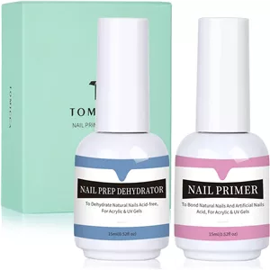 مجموعه دهیدراتور و پرایمر ناخن TOMICCA، آماده‌سازی حرفه‌ای ناخن طبیعی بدون اسید، دهیدراتور با خشک شدن سریع در هوا، مجموعه پرایمر اتصال برتر، کیت مانیکور ناخن