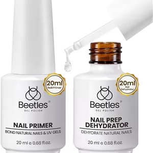 محلول خشک کننده و پرایمر ناخن Beetles، 20 میلی لیتر، 2 عددی، حجم زیاد، بدون اسید، آماده سازی ناخن اکریلیک و پرایمر برای ژل های UV، اتصال برتر، ست حرفه ای سالن