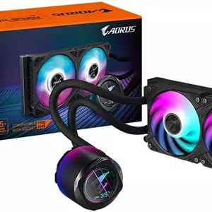 خنک کننده مایع پردازنده GIGABYTE AORUS WATERFORCE X II 240، رادیاتور 240 میلی‌متری، 2 عدد فن ARGB 120 میلی‌متری، سرعت فن 2400 دور در دقیقه، جریان هوای فن 72 CFM، لوله لاستیکی با روکش نایلونی، مشکی | AORUS-WATERFORCE-X-II-240