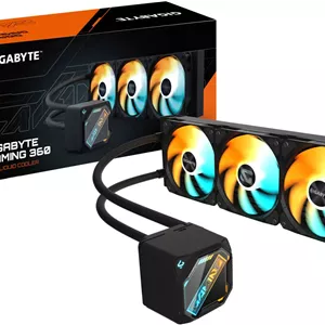 خنک کننده مایع پردازنده GIGABYTE Gaming 360، رادیاتور 360 میلی متری، 3 عدد فن 120 میلی متری ARGB، سرعت فن 2200 دور در دقیقه، حداکثر جریان هوای 61.61 CFM، لوله FEP با روکش نایلونی، مشکی | GME-360