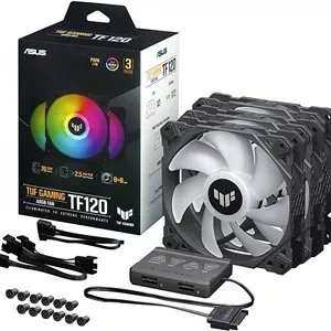 فن کیس ایسوس Tuf Gaming TF120 ARGB، سازگار با Aura Sync، قطر فن 12 سانتی متر، حداکثر سرعت چرخش 1900 دور در دقیقه، حداکثر جریان هوا 76 CFM، سطح نویز 29 دسی بل، نسخه مشکی، بسته سه تایی | 90DA0030-B09030