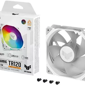فن معکوس ایسوس TUF Gaming TR120 ARGB. فن های 120 میلی متری، سرعت فن تا 2000 دور در دقیقه، جریان هوای 76.3 CFM، سازگاری با Aura Sync، کنترل PWM، تک عددی، سفید | 90DA00D3-B09000