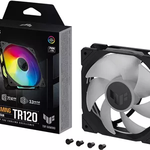 فن استاندارد تیغه ASUS TUF Gaming TR120 ARGB، فن های 120 میلی متری، سرعت فن تا 2000 دور در دقیقه، جریان هوای 76.3 CFM، سازگاری با Aura Sync، کنترل PWM، بسته تکی، مشکی | 90DA0090-B09000