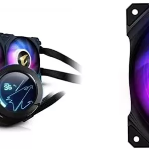 خنک کننده مایع پردازنده گیگابایت AORUS WATERFORCE X 360 AIO، دارای صفحه نمایش LCD دایره ای چرخان و فن ARGB با بلبرینگ آستینی 120 میلی متری AORUS، مشکی