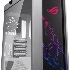 کیس کامپیوتر ASUS ROG Strix Helios GX601 White Edition RGB Mid-Tower برای مادربردهای ATX/EATX با شیشه حرارت دیده، فریم آلومینیومی، نگهدارنده کارت گرافیک، پشتیبانی از رادیاتور 420 میلی‌متری و Aura Sync