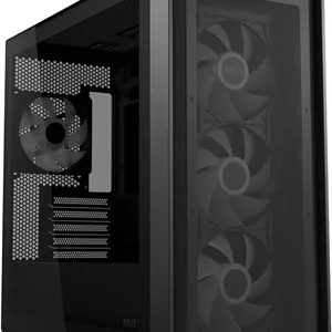 کیس کامپیوتر ASUS A21 Plus TG ARGB Black microATX (دارای فن های ARGB از پیش نصب شده، پنل جلویی مشبک، سازگار با مادربردهای پورت مخفی، رادیاتورهای 360 میلی متری، گرافیک 380 میلی متری، مشکی)