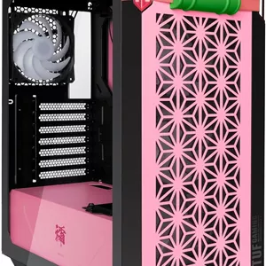 کیس کامپیوتر ASUS TUF GT301 NEZUKO Mid-Tower Demon Slayer Edition برای مادربردهای ATX با پنل جلویی لانه زنبوری، فن های 120 میلی متری Aura Addressable RBG، آویز هدفون و پشتیبانی از رادیاتور 360 میلی متری، 2xUSB 3.2