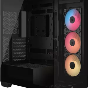 کیس کامپیوتر میدتاور کرسیر 3500X RS-R ARGB – دارای 3 فن RS120-R ARGB از پیش نصب شده، بازوی ضد خمیدگی کارت گرافیک، قابلیت نصب تا 10 فن 120 میلی‌متری، سازگار با مادربردهای اتصال معکوس – مشکی
