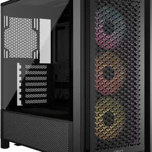 کیس کامپیوتر CORSAIR 4000D RS ARGB Frame Modular Mid-Tower ATX – جریان هوای بالا، 3 عدد فن RS ARGB از پیش نصب شده، سیستم نصب فن InfiniRail™، ASUS BTF، MSI Project Zero، Gigabyte Project Stealth – مشکی
