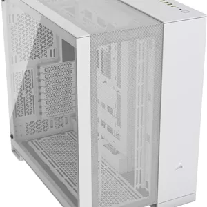 کیس کامپیوتر CORSAIR 6500D Airflow Mid-Tower ATX Dual Chamber – شیشه حرارت دیده – سازگار با مادربرد اتصال معکوس – بدون فن – سفید