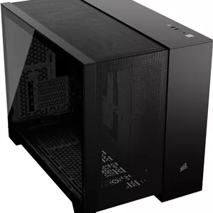 کیس کامپیوتر CORSAIR 2500D Airflow mATX – بدون فن – طراحی دو محفظه – انعطاف پذیری گسترده در خنک کننده – سازگار با مادربرد اتصال معکوس – مشکی