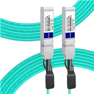 کابل فیبر نوری فعال FLYPROFiber- 10G SFP  AOC، کابل فیبر نوری فعال SFP  به SFP  طول 5 متر، اتصالات فیبر مستقیم OM3 MMF با کانکتورهای SFP  برای Cisco SFP-10G-AOC5M، Ubiquiti UniFi، Supermicro، 5 متر (16.4 فوت)