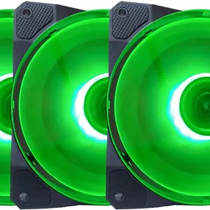 فن کیس فوق العاده بی صدای 120 میلی متری APEVIA CO312L-GN Cosmos با LED سبز، دارای 16 LED و پدهای لاستیکی ضد لرزش (بسته 3 عددی)
