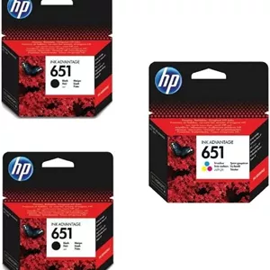 کارتریج جوهر مشکی HP C2P10AE 651، 2 عدد و کارتریج جوهر سه رنگ HP C2P11AE 651