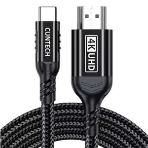 کابل USB C به HDMI با کیفیت 4K@60Hz به طول 2 متر، [سازگار با Thunderbolt 3/4] برای MacBook Pro/Air به همراه iPhone 16 Pro/15 Pro/Max Surface Samsung Galaxy USB Type C لپ تاپ تبلت تلفن همراه