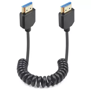 کابل HDMI فنری 8K داتک، 30 سانتی متر - 120 سانتی متر، کابل کوتاه HDMI نر به نر 48 گیگابیت بر ثانیه با رزولوشن 8K@60Hz، 4K@240Hz و HDR برای ATOMOS Ninja V Sony A7siii Canon C300 C500 Ronin RS2 مانیتور دوربین، کارت های کپچر، PS5