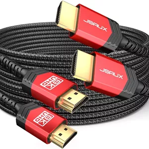کابل های HDMI 8K جی ساکس 2.1 طول 3 متر، بسته 2 عددی، سرعت فوق العاده بالا 48 گیگابیت بر ثانیه (8K@60Hz 7680x4320, 4K@120Hz) eARC HDR10 HDCP 2.2 & 2.3 3D، سازگار با PS5/PS4/X-Box/Roku TV/HDTV/Blu-ray/LG/Samsung QLED