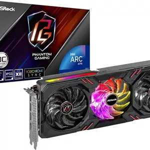 کارت گرافیک Asrock Intel Arc A770 Phantom Gaming D 8GB OC، با 8 گیگابایت حافظه DDR6، PCIe4، HDMI، 3 پورت DP، فرکانس 2200 مگاهرتز، خنک کننده 0dB، نورپردازی RGB و قابلیت اورکلاک
