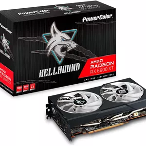 کارت گرافیک گیمینگ پاورکالر Hellhound AMD Radeon RX 6600 XT با 8 گیگابایت حافظه GDDR6، مجهز به AMD RDNA 2، HDMI 2.1