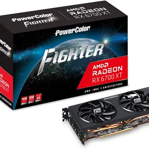 کارت گرافیک گیمینگ پاورکالر فایتر AMD Radeon RX 6700 XT با 12 گیگابایت حافظه GDDR6، مجهز به AMD RDNA 2، Raytracing، PCI Express 4.0، HDMI 2.1، AMD Infinity Cache