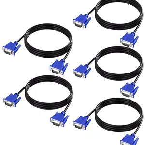 کابل VGA پنج فوتی، بسته 5 عددی، کابل آداپتور کامپیوتر مانیتور نر VGA به نر VGA HD15 1080P با وضوح تصویر بالا برای تلویزیون، کامپیوتر و پروژکتور - آبی