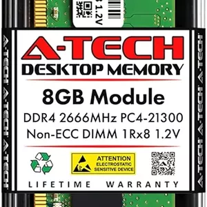 رم ۸ گیگابایتی A-Tech جایگزین برای Crucial CT8G4DFRA266.C8 | DDR4 2666MHz PC4-21300 DIMM 1Rx8 1.2V 288-Pin Non-ECC ماژول حافظه دسکتاپ (CT8G4DFRA266.C8-ATC)