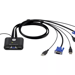 سوئیچ KVM دو پورت USB VGA با کابل و انتخابگر پورت از راه دور ATEN CS22U