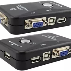 سوئیچ KVM مانیتور VGA ویدئویی USB 2.0 دو پورت برای کنترل 2 کامپیوتر