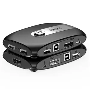 سوئیچ KVM دیسپلی پورت 2 پورت، UHD 4K@60Hz DP KVM سوئیچر برای 2 کامپیوتر به اشتراک گذاری یک ماوس کیبورد و مانیتور HD، پشتیبانی از Hotkey