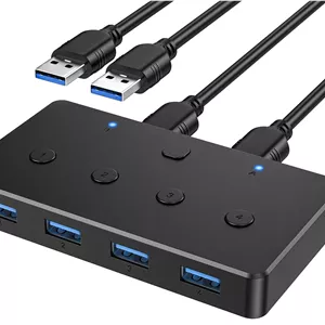 سوئیچ KVM آکاسیس، سوئیچر USB 3.0 اشتراک 4 پورت USB 3.0 بین 2 کامپیوتر برای ماوس، کیبورد، پرینتر و غیره، سوئیچ USB سازگار با مک/ویندوز/لینوکس